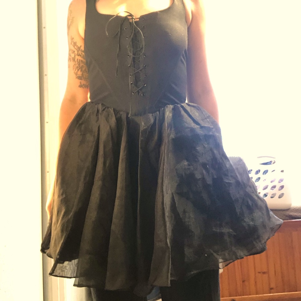 Betsy Johnson Black lace up bodice corset dress